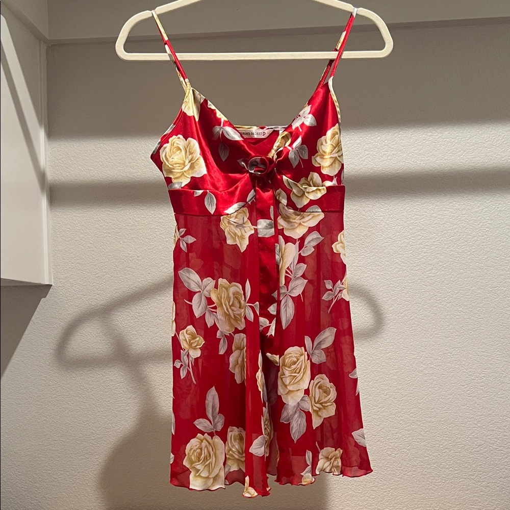 VICTORIA SECRET Red Floral Slip Dress